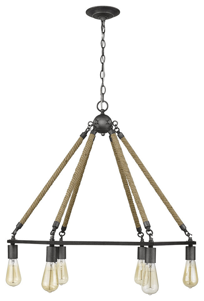 Holden 6-Light Antique Gray Wagon Wheel Chandelier