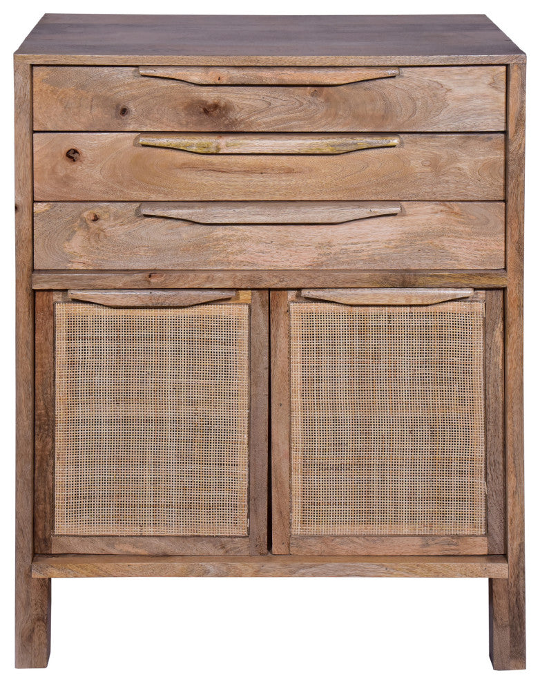 Benzara UPT-272543 Cottage Mango Wood Dresser Storage Cabinet, Natural Brown