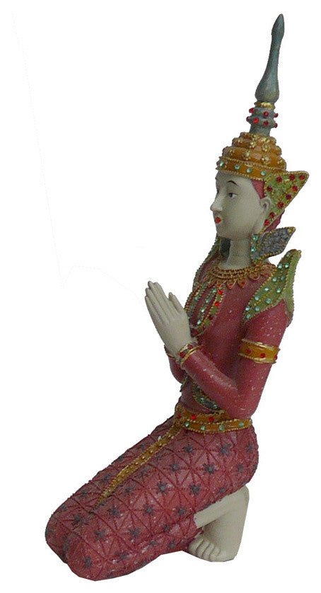 Handmade Thailand Style Lady Kneel Praying Figure