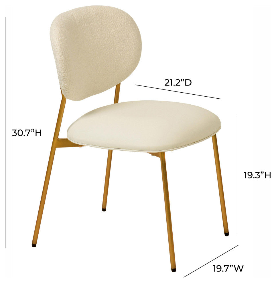McKenzie Cream Boucle & Vegan Leather Stackable Dining Chair, Set of 2