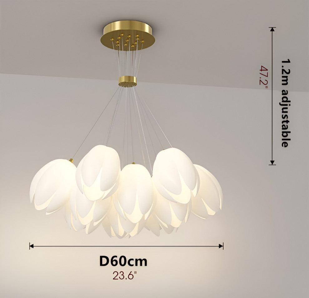 Idro | Modern Ceiling Chandelier in the Shape of Flower for Bedroom, Dining Room, 13 Heads, Trichromatic Light