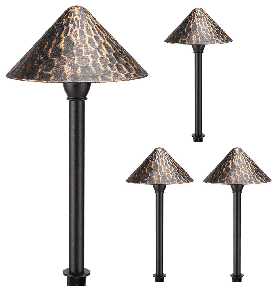 4 Pack 12V LED 3W LED Landscape Lights, Rustic Style, 3000K