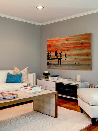 "Caught Ya" Print on Natural Pine Wood, 60"x40"