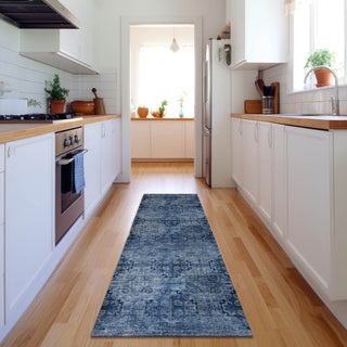 Premium Machine Washable Mayfield AMF557 Navy 2'3" x 7'6" Runner Rug