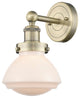 Olean 1-Light 7" Sconce, Antique Brass Finish, Matte White Shade