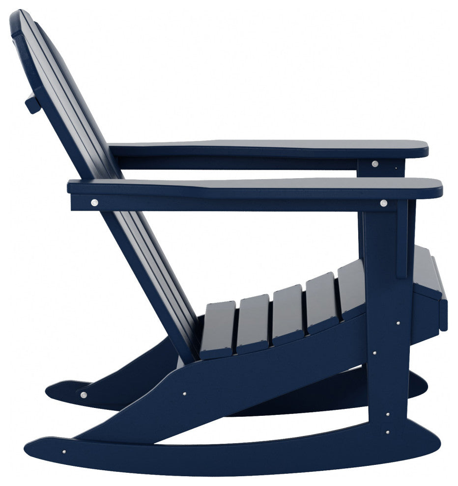 WestinTrends 2PC Outdoor Patio Porch Rocker Classic Adirondack Rocking Chair Set, Navy Blue