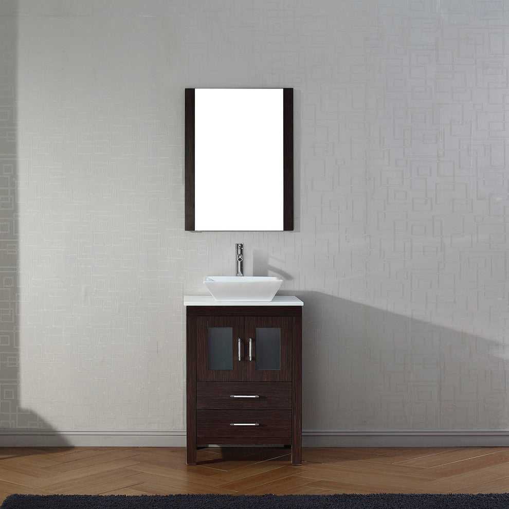 Dior 24" Single Bathroom Vanity, Espresso With White Engineered Stone