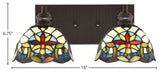 Edge 2-Light Bath Bar, Espresso Finish, 7" Earth Star Art Glass