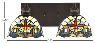 Edge 2-Light Bath Bar, Espresso Finish, 7" Earth Star Art Glass