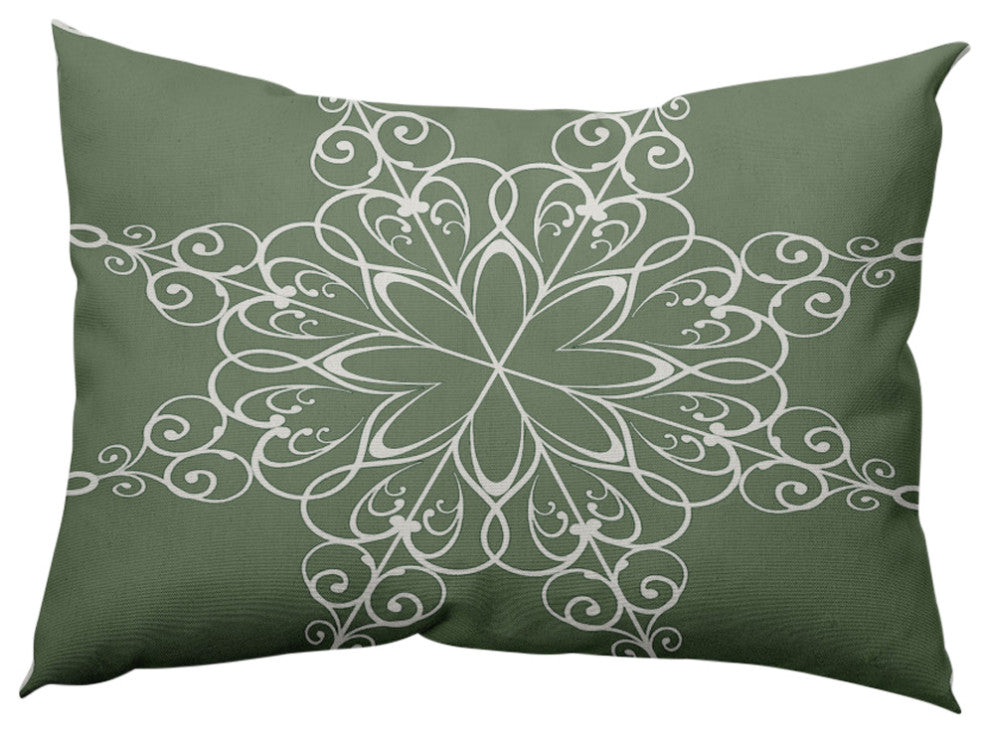 Snowflake Decorative Throw Pillow, Sage Green, 14"x20"