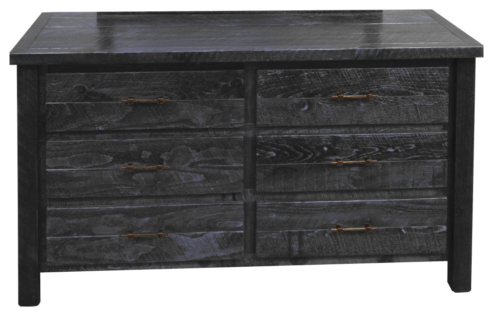 Rustic Barn Wood Style Timber Peg 6-Drawer, Smokey Gray, Dresser