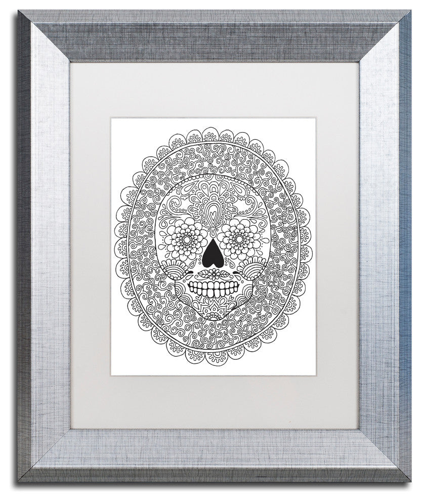 Hello Angel ''Candy Skull'' Art, Silver Frame, White Mat, 14x11