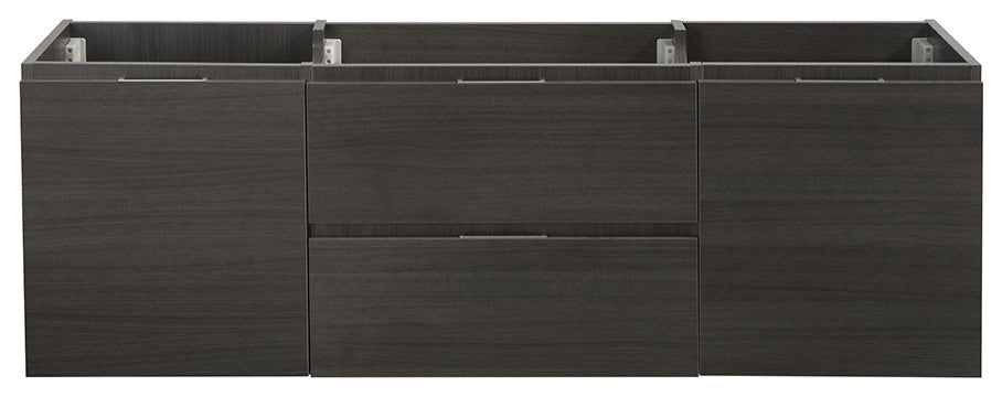 Valencia Wall Hung Double Sink Bathroom Cabinet, Gray Oak, 60"