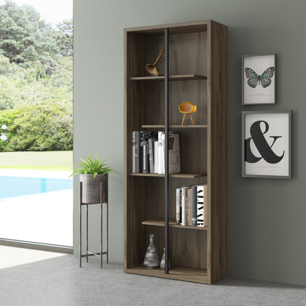 Techni Mobili Standard 5-Tier Wooden Bookcase, Walnut