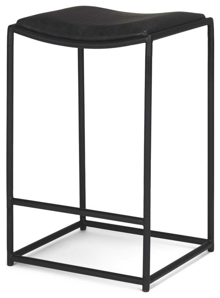 Taniel Black Leather With Black Metal Counter Stool