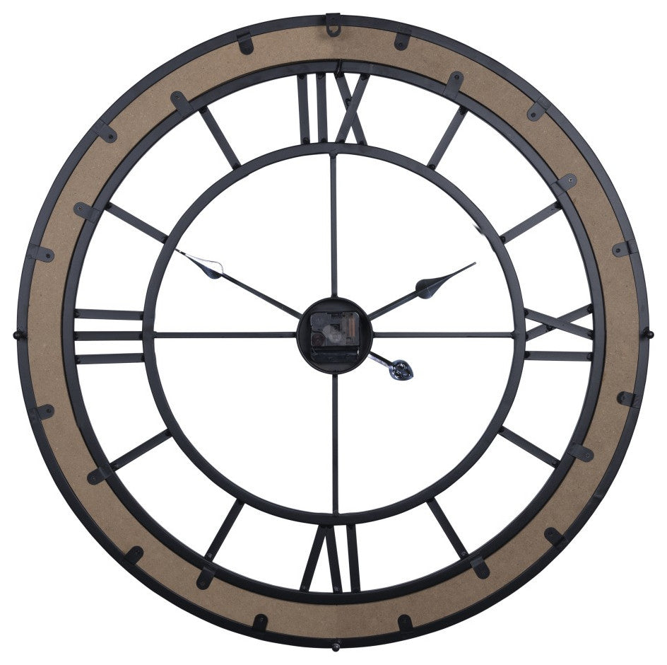 Industrial Wood and Metal Wall Clock