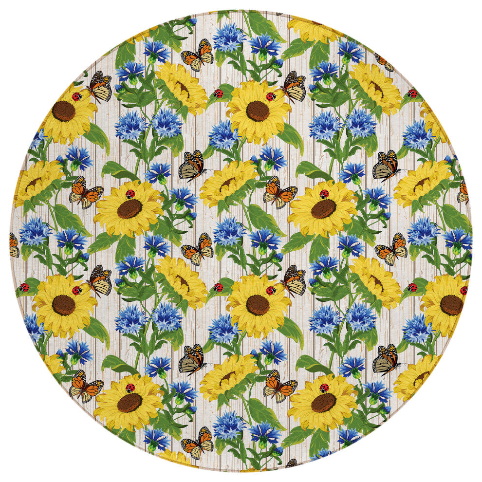 Indoor/Outdoor Kendall KE16 Putty Machine Washable 8' x 8' Round Rug