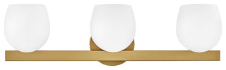 Hinkley Mae Medium Three Light Vanity, Lacquered Brass
