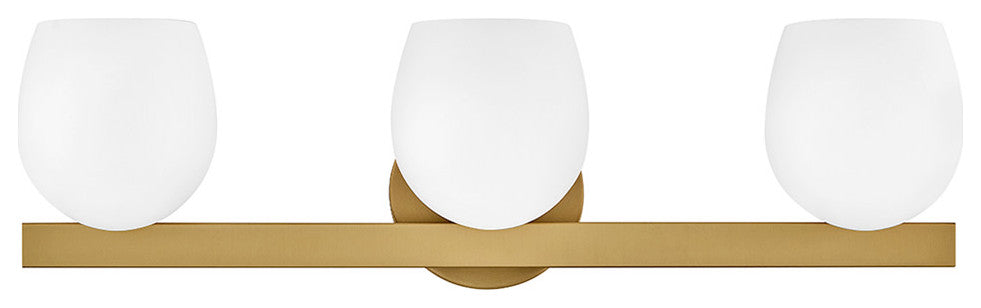Hinkley Mae Medium Three Light Vanity, Lacquered Brass
