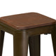 Modern Brown Metal and Walnut Brown Finished Wood 4-Piece Bar Stool Set