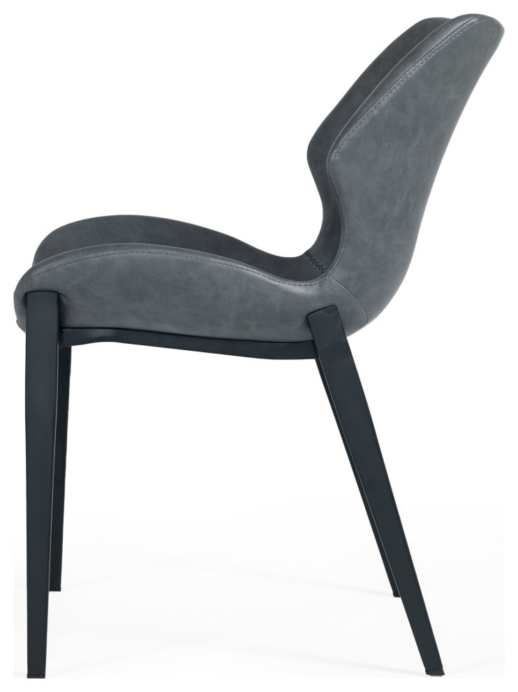 Modrest Instone Industrial Dark Gray Eco-Leather Dining Chair, Set of 2