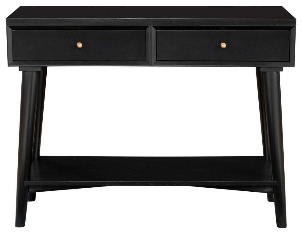 Benzara BM261881 Console Table With 2 Drawers and Angled Legs, Black