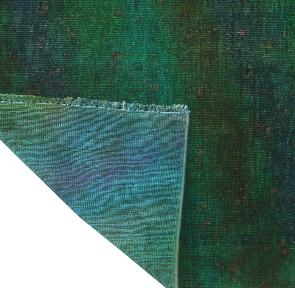 Vintage Distressed Albertee Green/Purple Runner, 3'3x9'4