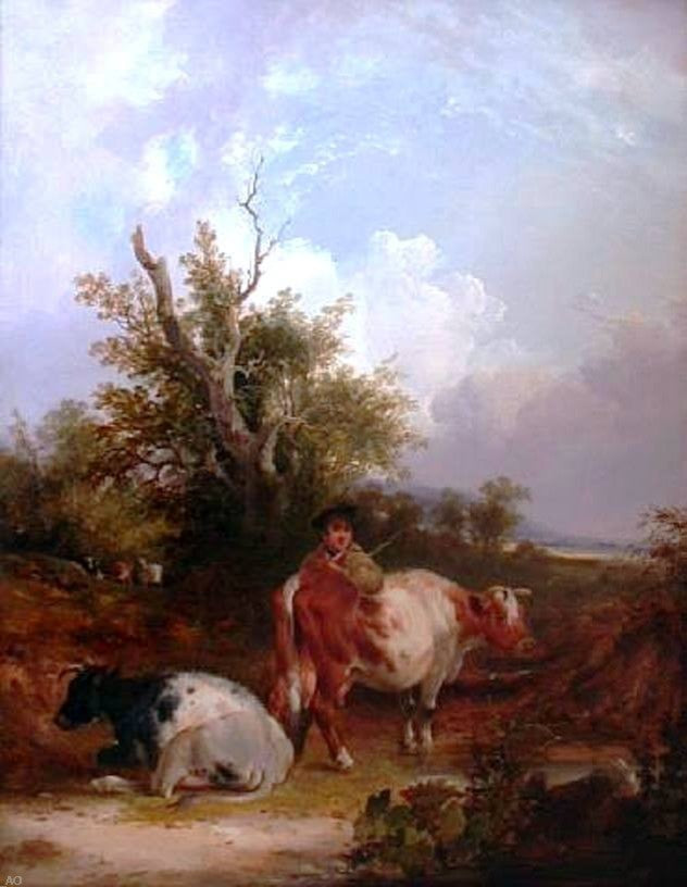 Senior William Shayer The Cowherd, 21"x28" Gallery Wrapped Canvas Print