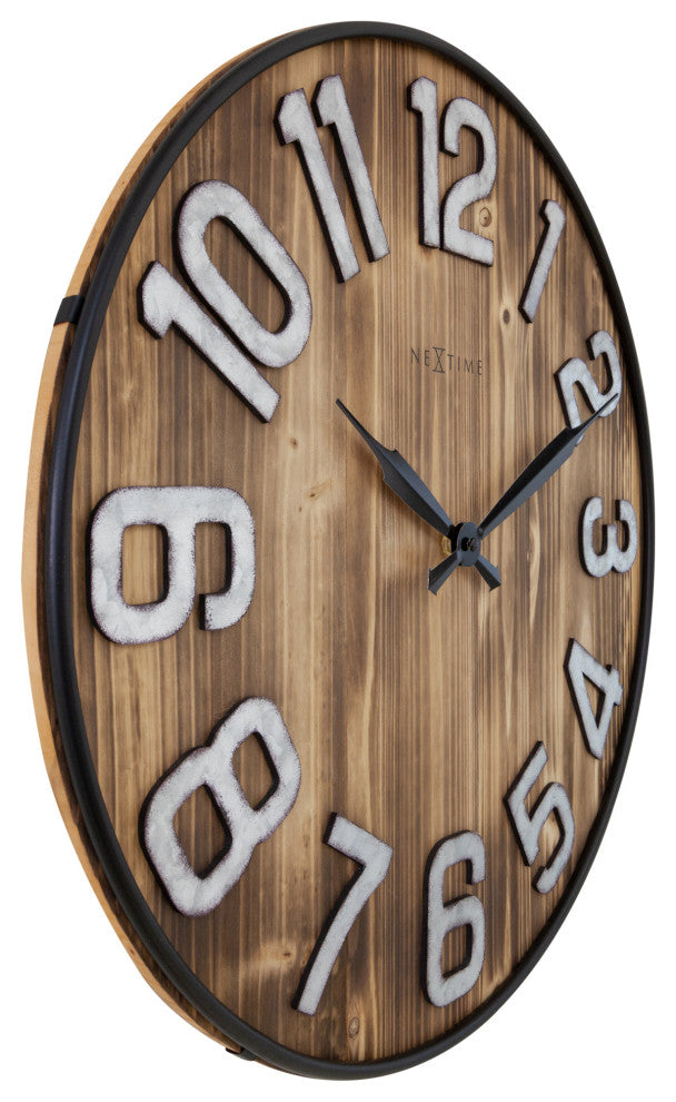 Aberdeen 20" Wooden Wall Clock With Metal Numbers