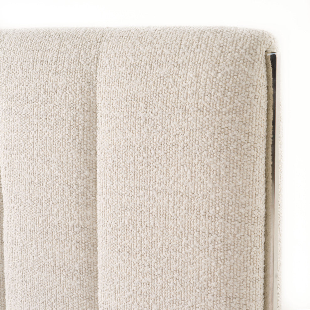 Valhalla Contemporary White Fabric Bed, Eastern King