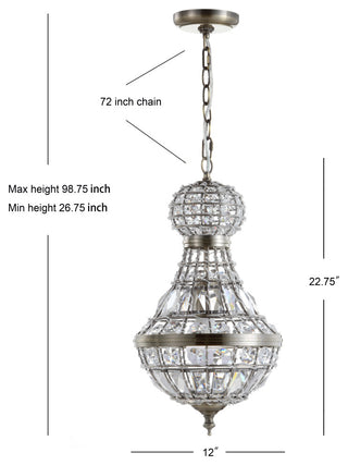 Regina Crystal, Metal Empire LED Chandelier, 12"