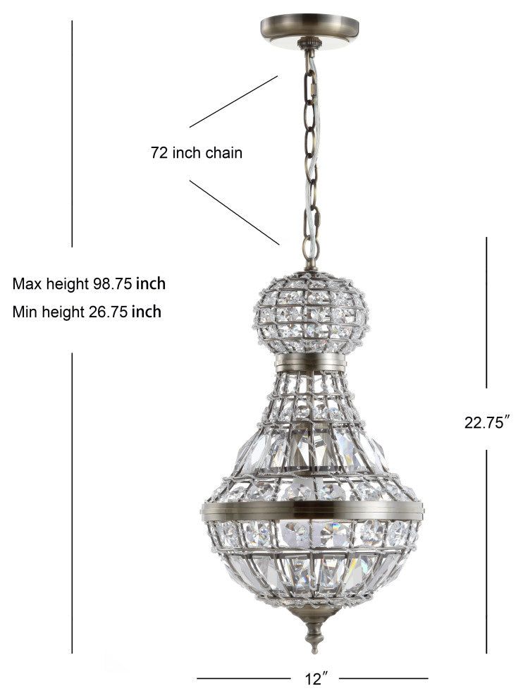 Regina Crystal, Metal Empire LED Chandelier, 12"