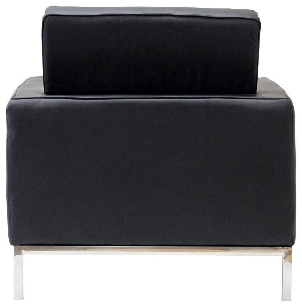 Modern Contemporary Living Room Leather Armchair Black