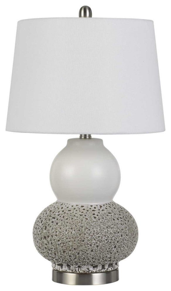 Set of Two 24" Silver Metal Two Light Desk Table Lamps With White Globe Shade