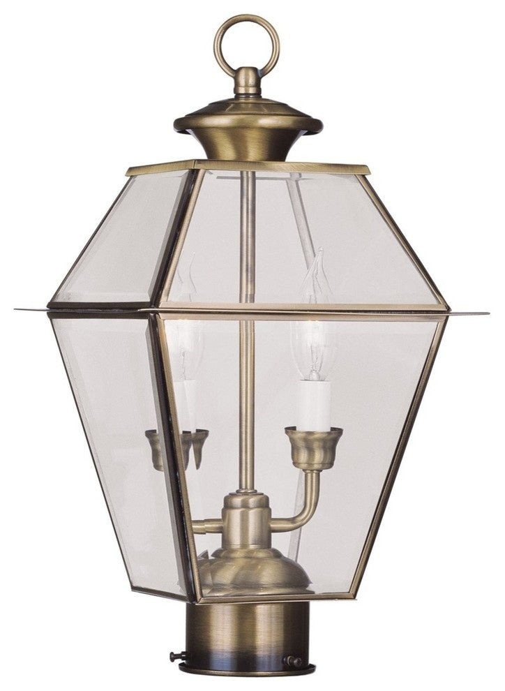 Westover Outdoor Post Head, Antique Brass