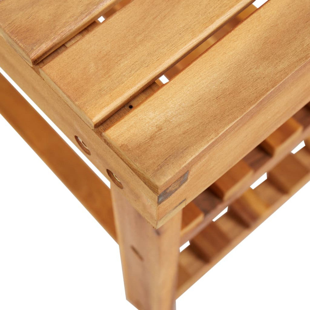 vidaXL Shoe Rack Bench 2-Tier Shoe Storage Organizer Shelf Solid Acacia Wood