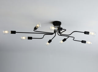 Modern Sputnik Design Semi Flush Mount Ceiling Light, Black