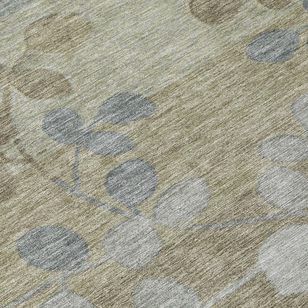 Machine Washable Indoor/Outdoor Chantille ACN1900 Khaki 8' x 8' Round Rug