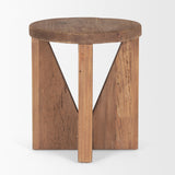 Tahlia Round Natural Brown Wood With Angled Legs Stool