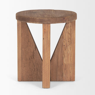 Tahlia Round Natural Brown Wood With Angled Legs Stool
