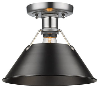 Golden Lighting Orwell Flush Mount, Pewter, Black Shade