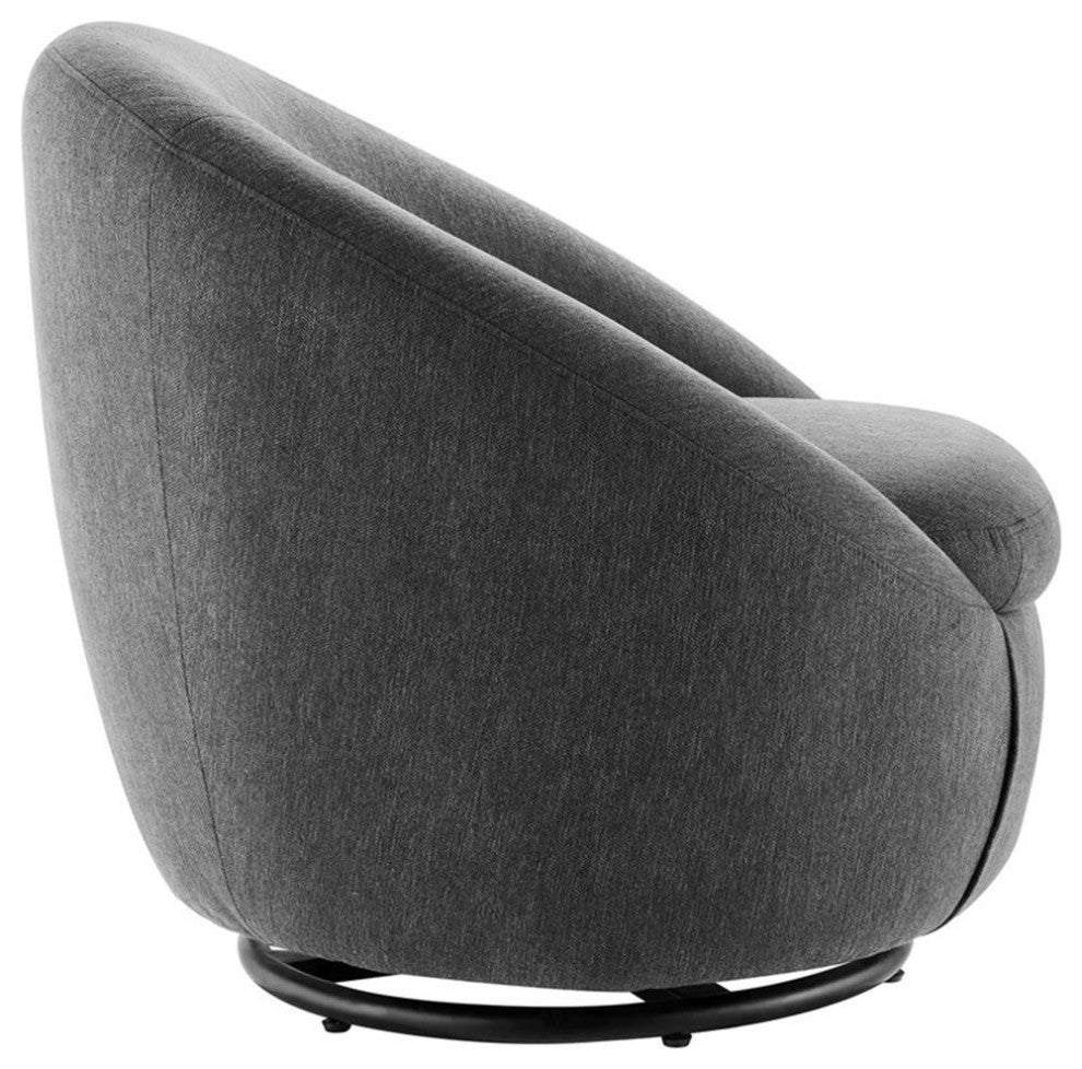 Buttercup Fabric Upholstered Upholstered Fabric Swivel Chair, Black Charcoal