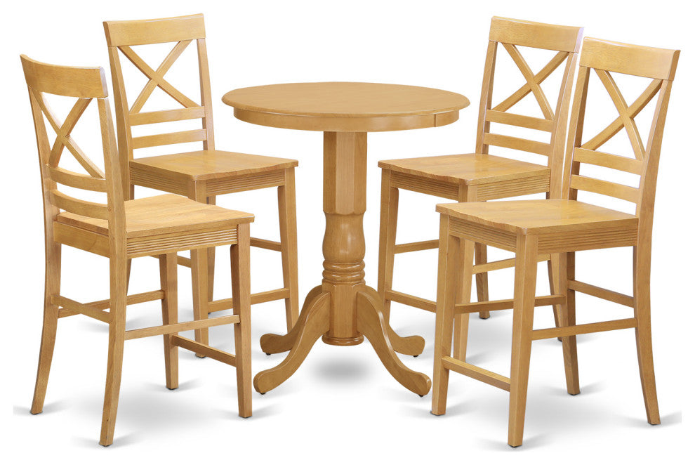 5 Pc Counter Height Pub Set - Dining Table And 4 Kitchen Bar Stool