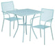 28'' Square Indoor-Outdoor Steel Patio Table Set With 2 Square Back Chairs, Blue
