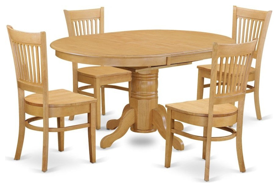 5-Piece Dining Room Set For 4-Dinette Table With Leaf And 4 Dinette Chairs.