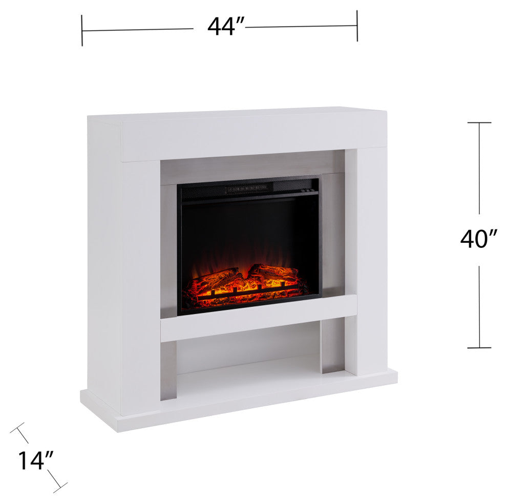 Eloise Stainless Steel Base Electric Fireplace