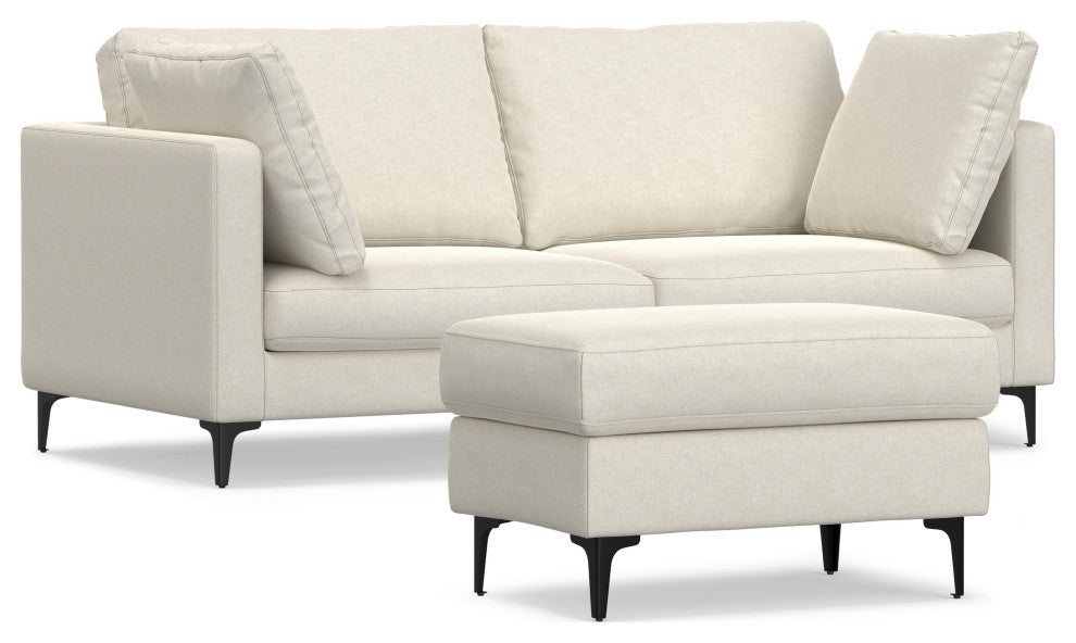 Ava 76-inch Sofa and Ottoman Set in Tightly Woven Performance Fabric