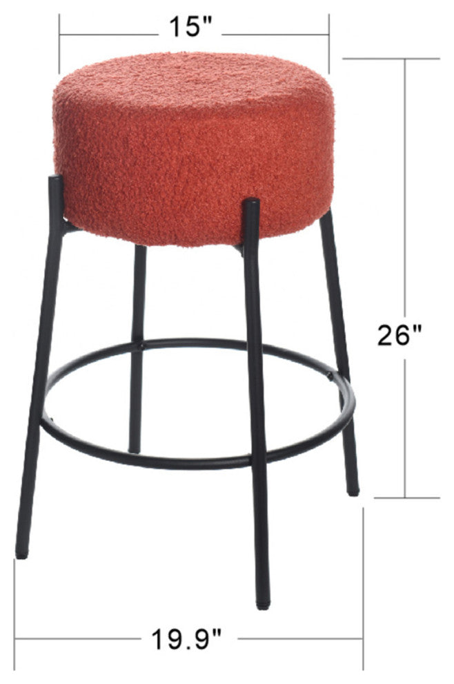 Soloist Counter Stool Tangerine Boucle Upholstered Cushion
