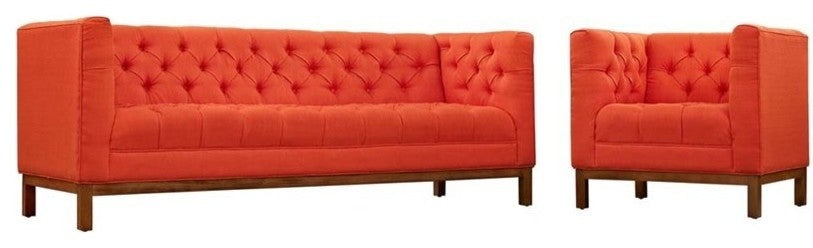 Modern Atomic Red Panache Living Room Set Upholstered Fabric, 2-Piece Set