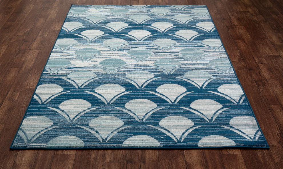Seaport Waves Area Rug, Blue, 2'2"x8'1" Runner
